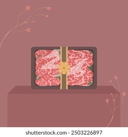 Illustration of Korean Lunar New Year and Chuseok Holiday Gift Sets with Hanwoo and Beef