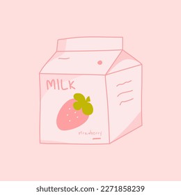 Illustration of Korean strawberry milk usually sell in the Korean Convenience store and Supermarket