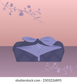 Illustration of Korean Traditional Holiday Gift Wrapping with Bojagi