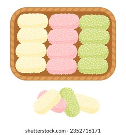 Illustration of Korean traditional snack Yugwa set.