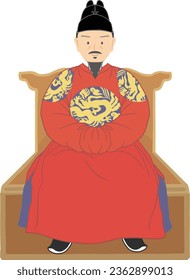 Illustration of Korea's King Sejong sitting on a chair