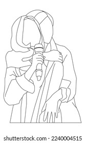 illustration of kpop idol female best friends hugging on stage