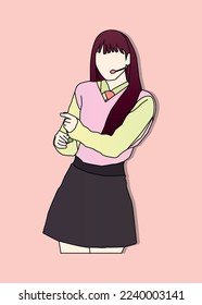 illustration of a kpop idol wearing a school uniform singing and dancing on stage, colored image