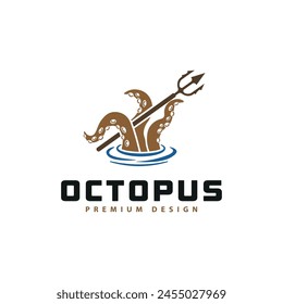 Illustration of the kraken logo, octopus holding a trident