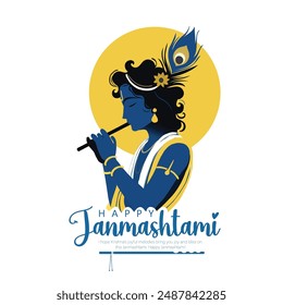 illustration for Krishna Janmashtami Happy Janmashtami lord Krishna Playing Flute