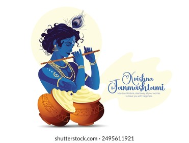 illustration for Krishna Janmashtami Happy Janmashtami lord Krishna Playing Flute