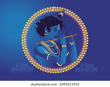 illustration for Krishna Janmashtami Happy Janmashtami lord Krishna Playing Flute