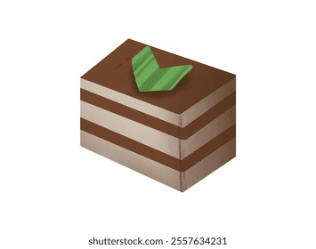 Illustration of an Kue Lapis Cokelat Indonesian Traditional Snacks