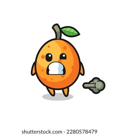 the illustration of the kumquat cartoon doing fart , cute style design for t shirt, sticker, logo element