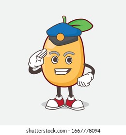 An Illustration of Kumquat Fruit cartoon mascot character working as a Police officer