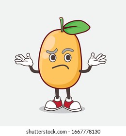 An Illustration of Kumquat Fruit cartoon mascot character in comical grinning expression