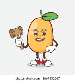 An Illustration of Kumquat Fruit cartoon mascot character as wise judge