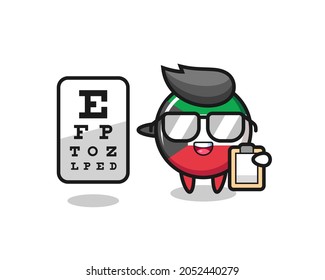 Illustration of kuwait flag badge mascot as an ophthalmology , cute design
