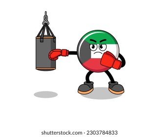 Illustration of kuwait flag boxer , character design