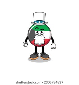 Illustration of kuwait flag cartoon with i want you gesture , character design