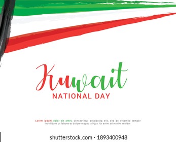 Illustration Of Kuwait National Day Banner Or Poster Design With National Flag Color Theme Background.