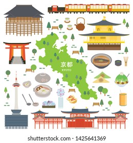Map Kyoto Attractions Vector Illustration Stock Vector (Royalty Free ...