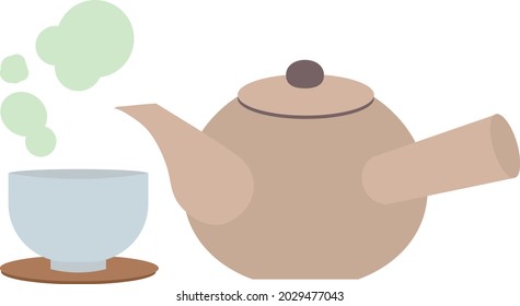 Illustration of Kyusu and teacup