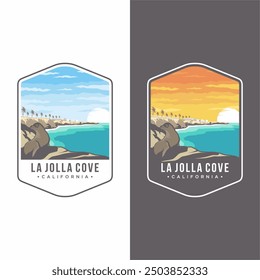 Illustration of La Jolla Cove Beach California patch logo