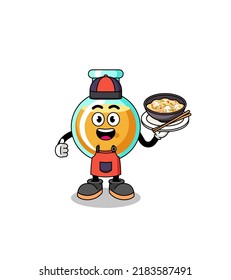 Illustration of lab beakers as an asian chef , character design