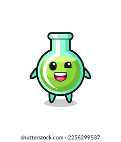 ilustración de un personaje de beakers de laboratorio con poses incómodas, diseño de estilo lindo para camiseta, pegatina, elemento logo