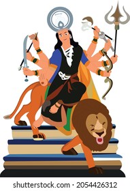 
Ilustración del diseño del vector Durga Ma del laboratorio