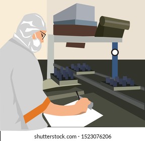 illustration of a lab man writing a report