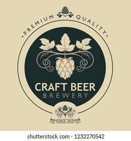 illustration of label for craft beer in retro style