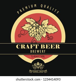 illustration of label for craft beer in retro style