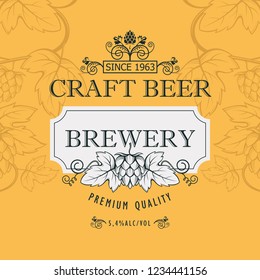 illustration of label for craft beer in retro style