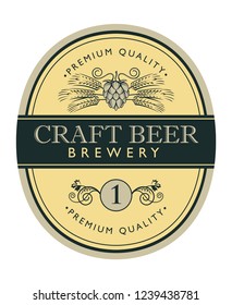 illustration of label for craft beer in retro style