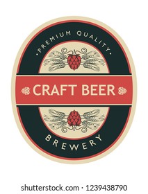 illustration of label for craft beer in retro style