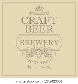 illustration of label for craft beer in retro style