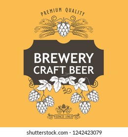 illustration of label for craft beer in retro style