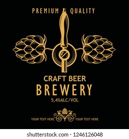 illustration of label for craft beer in retro style