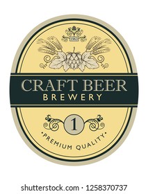 illustration of label for craft beer in retro style