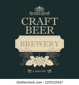 illustration of label for craft beer in retro style