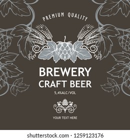 illustration of label for craft beer in retro style