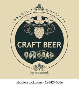 illustration of label for craft beer in retro style