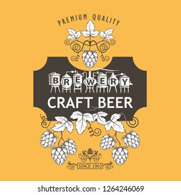 illustration of label for craft beer in retro style