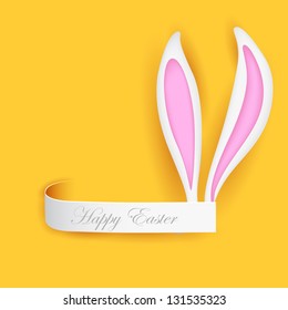 illustration of label with Easter bunny ears