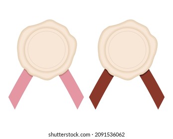 Illustration of a label with a ribbon like sealing wax."white chocolate　ver."