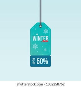 Illustration of Label Tag Winter Season Sale with a Discount of 50 percent for Web Design Elements.