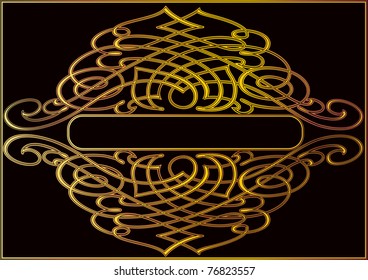 illustration label with winding pattern on black