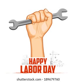 illustration of Labor Day concept with man holding wrench