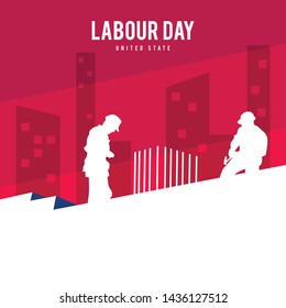 Illustration of Labor Day That Shows Workers Above the Building Doing Their Work
