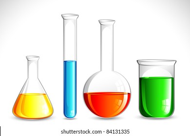 illustration of laboratory apparatus with colorful solution