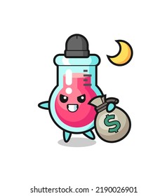 Illustration of laboratory beaker cartoon is stolen the money , cute style design for t shirt, sticker, logo element