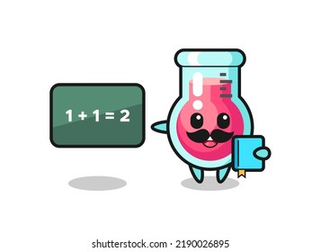 Illustration of laboratory beaker character as a teacher , cute style design for t shirt, sticker, logo element