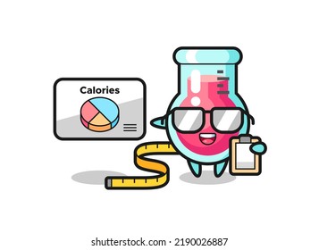 Illustration of laboratory beaker mascot as a dietitian , cute style design for t shirt, sticker, logo element